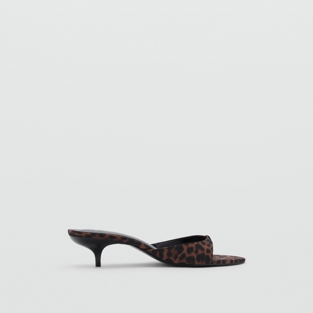 MANGO Leopard Print Kitten Heel Thong Sandals Slip On US 9 EURO 40 New - Picture 3 of 12